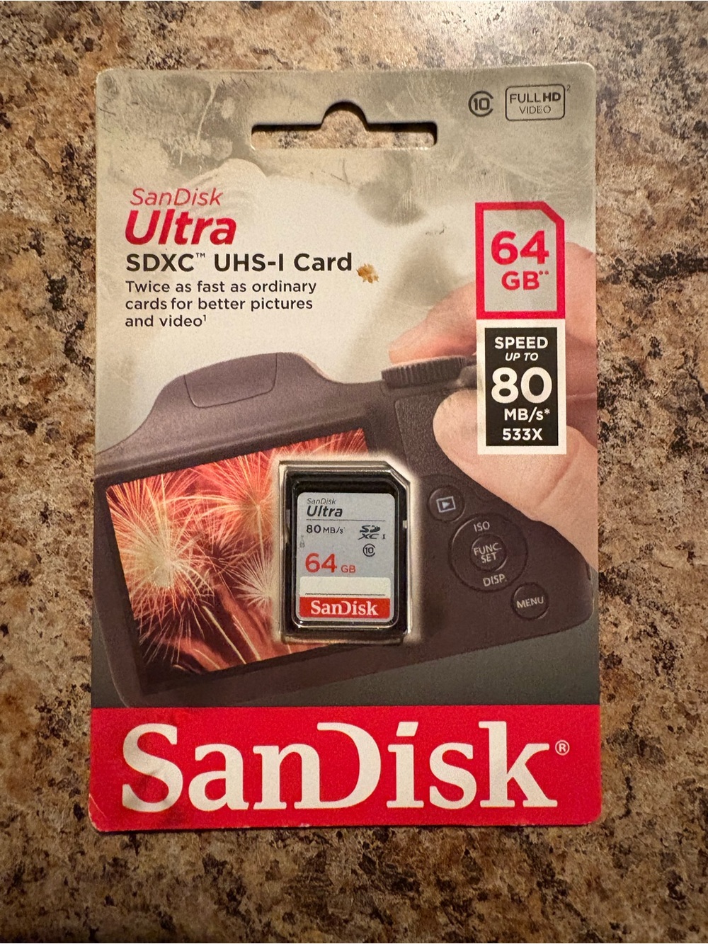 Andis 64GB SDXC UHS‑I Memory Card in Red and White